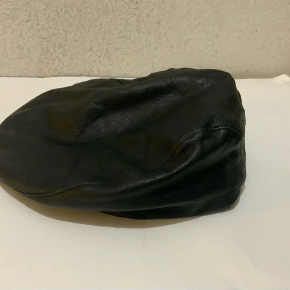 Wilson leather newsboy leather black hat Medium